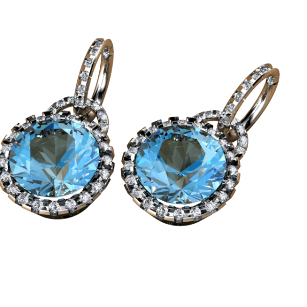 Blue topaz and diamond earrings