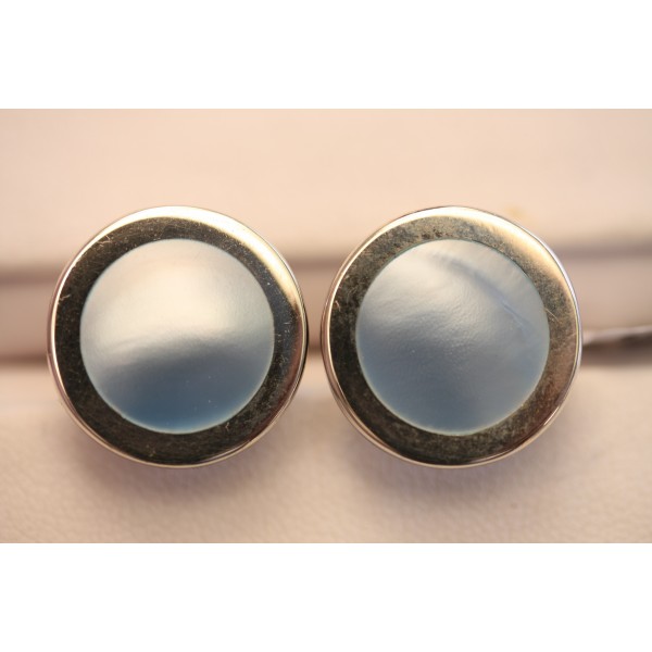 Dark Blue Mother of pearl and Silver Cufflinks