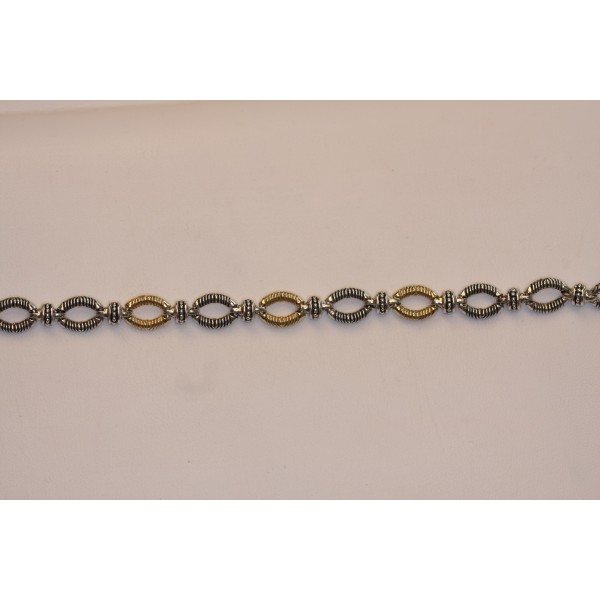 Silver and Gold  textured link Bracelet