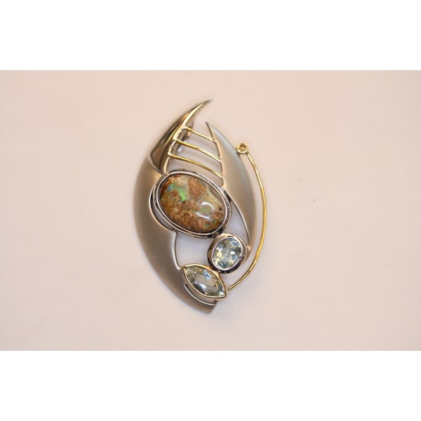 Opal & aquamarine pendant