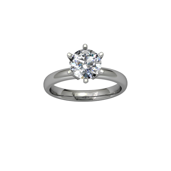 Classic flared solitaire- 6 prong - White 04