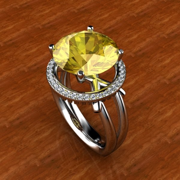 Daffodil Citrine and Diamond Ring 