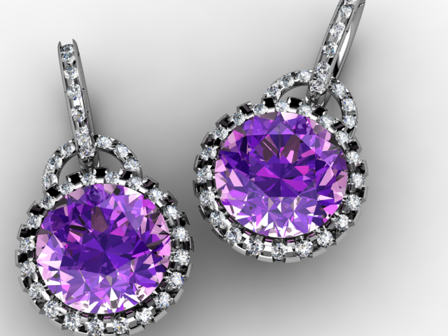 Iris amethyst and diamond earrings