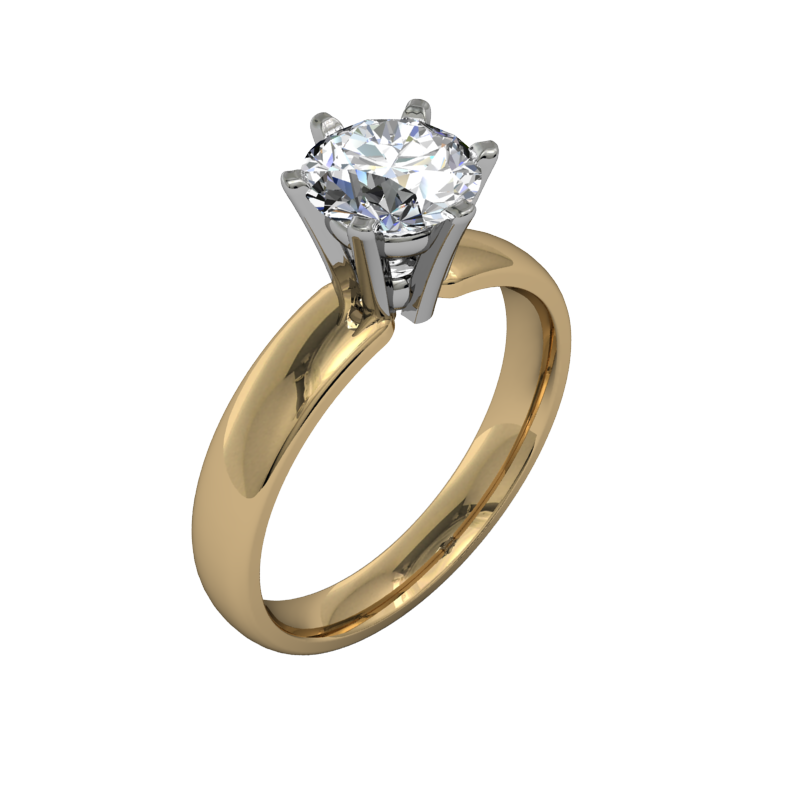 Classic flared solitaire- 6 prong - Yellow 1