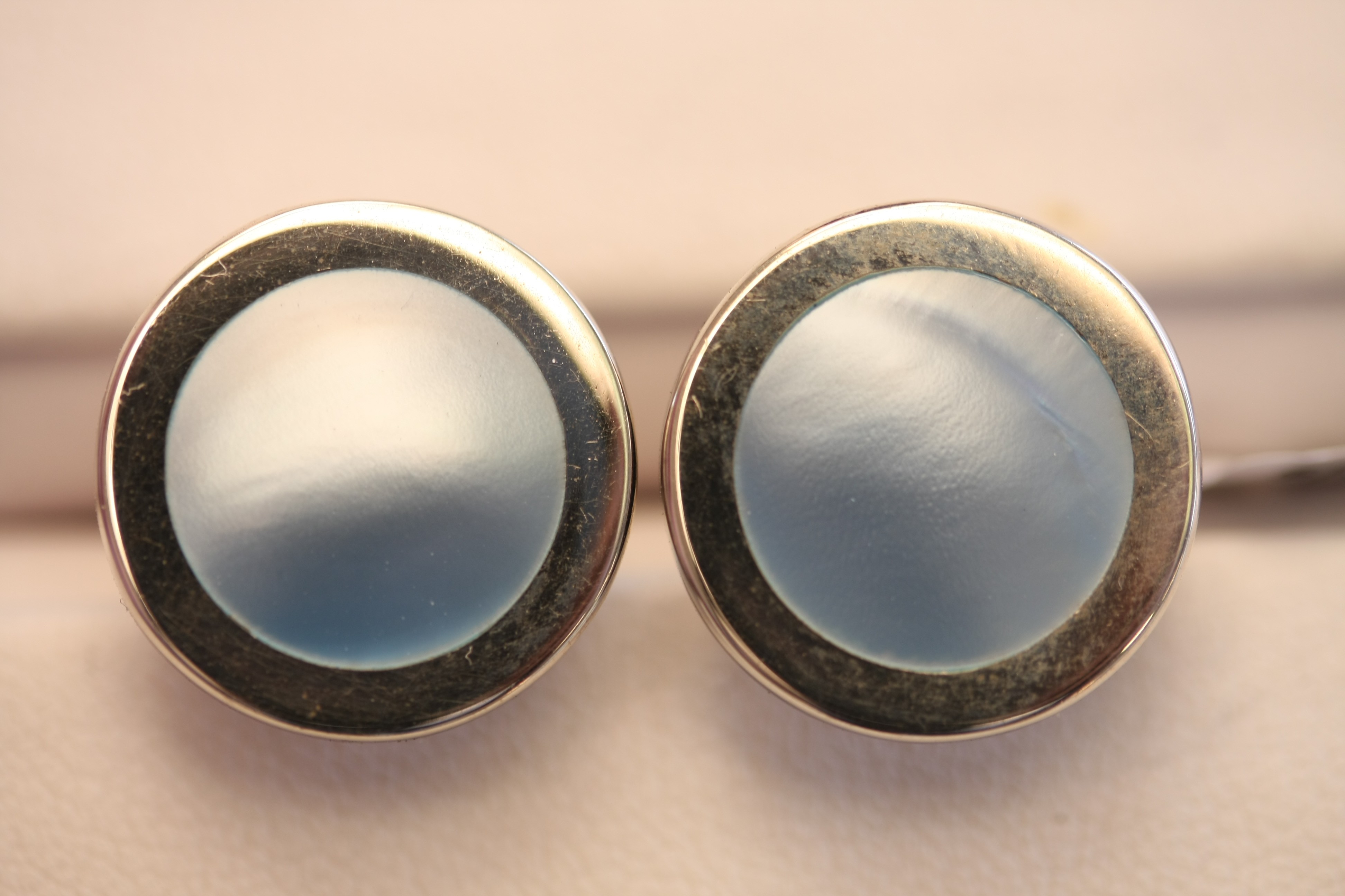 Dark Blue Mother of pearl and Silver Cufflinks