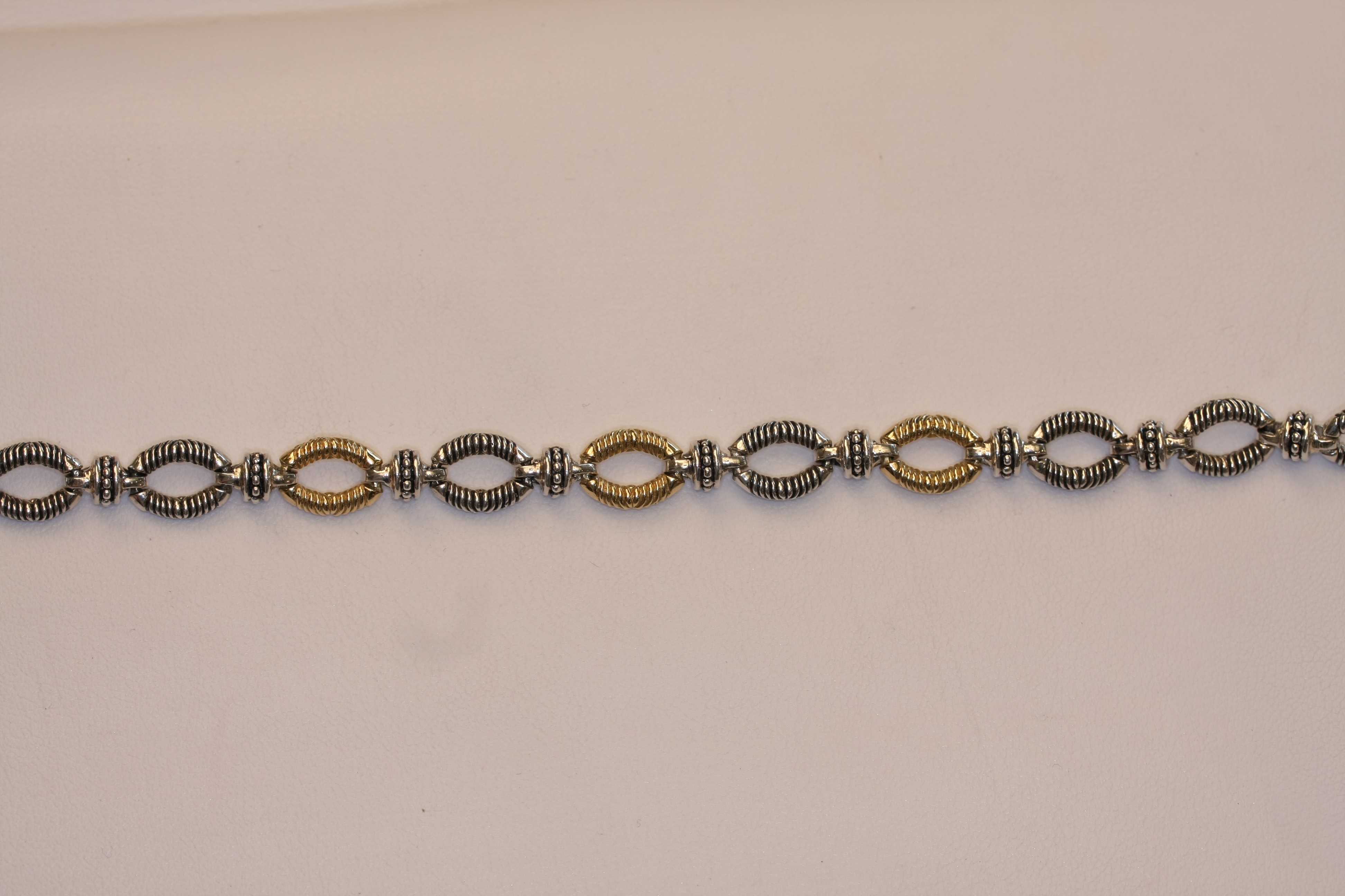 Silver and Gold  textured link Bracelet