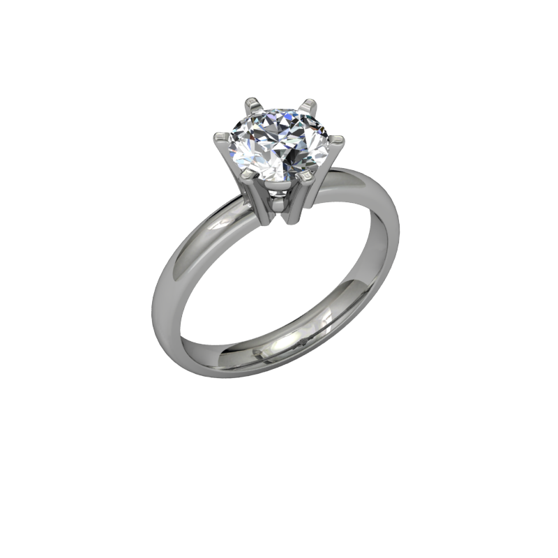 Classic Flared Solitaire - 6 Prong - Plat And 18kt Yellow 03